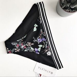 ATHLETA Floral Striped Bikini Bottom In Black Size Small